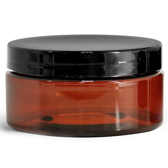 250g Plastic Amber Low Profile Jar image 0