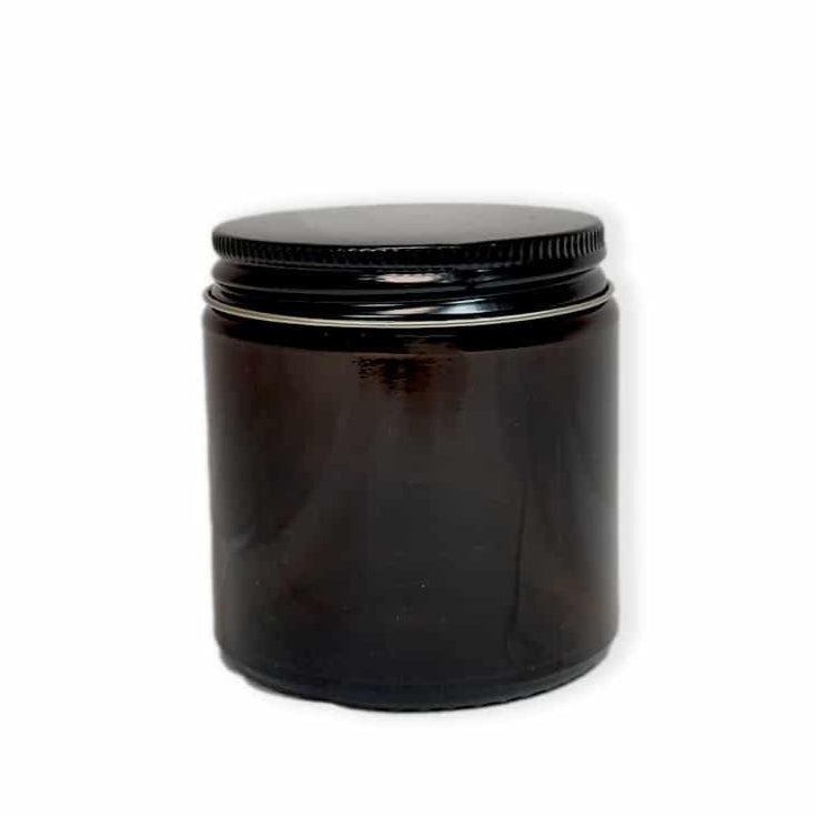 Glass Amber 120ml Jar w/Black Metal Lid image 0