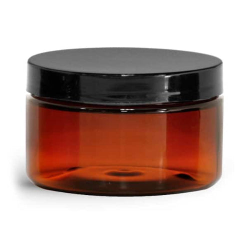 120g Plastic Amber Low Profile Jar image 0