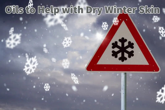 A caution sign with a snowflake. 'Oils to Help with Dry Winter Skin'.