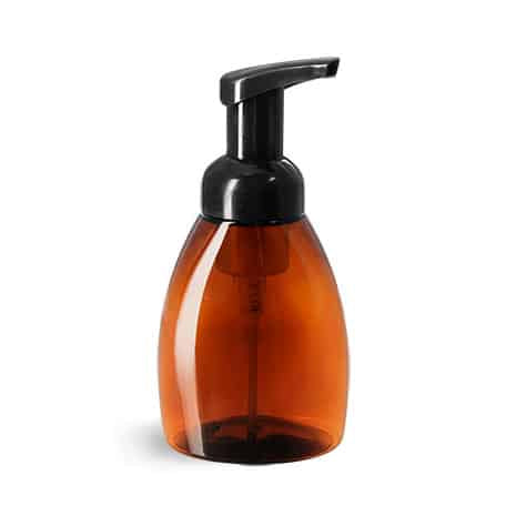 Amber Plastic Soap Foamer Bottle with Black Pump Top, 250 ml image 0